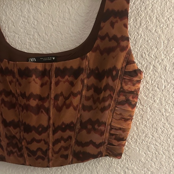 Zara Brown and Black Patterned Corset - Picture 4 of 4